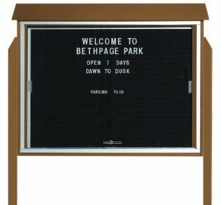 Aarco Products PLDS3645LDPP 8 Weathered Wood Sliding Door Plastic Lumber Message Center with Letter Board  36Hx45W (Posts Included), Cedar, Green, Light Grey, Rosewood, Weathered Wood  Ordinary Display Boards 