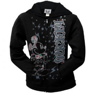 Mickey Mouse   Womens Gem Star Mickey Juniors Zip Hoodie Small Black Clothing
