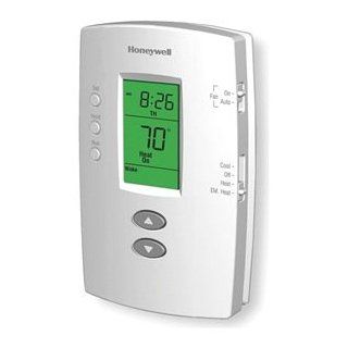 Honeywell TH2210DV1006 PRO 2000 Vertical 5+2 Day Programmable Heat Pump Thermostat Backlit, 2H/1C, Dual Powered   Programmable Household Thermostats  