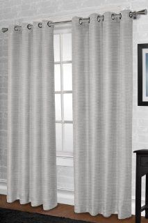 Exclusive Home Matka Faux Silk Textured Grommet Top Panels, Dove Grey, Set of 2  