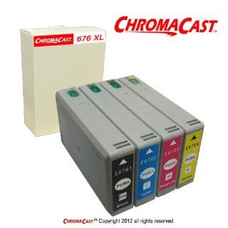 ChromaCast 676XL Four Color Set   Compatible for Epson (Black) T676XL120, (Cyan) T676XL220, (Magenta) T676XL320, (Yellow) T676XL420 Electronics
