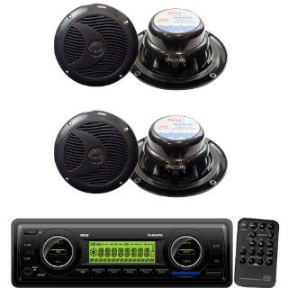 Pyle Marine Radio Receiver and Speaker Package   PLMR87WB AM/FM MPX IN Dash Marine  Player/Weatherband/USB & SD / MMC Card Function (Black)   2x PLMR60B 2 Pairs of 6 1/2" Dual Cone Waterproof Stereo Speaker System  Vehicle Receivers  Car Elec