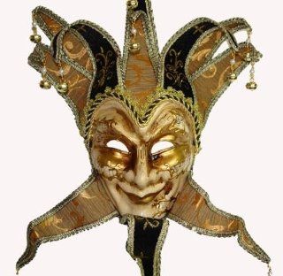 Masquerade Jester Masks with Black and Gold Collars and Gold Music Score Facial for Men Toys & Games
