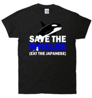 TeeShirtPalace Men's Save the Whales Eat the Japanese T Shirt Clothing