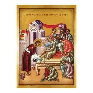 Jesus Washing The Disciples Feet, Byzantine Icon   Prints