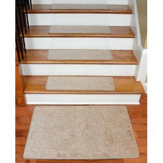 Dean Serged DIY 27" x 9" Imperial Carpet Stair Treads (13) with Landing Mat   Color Tan/Gold Staircase Step Treads