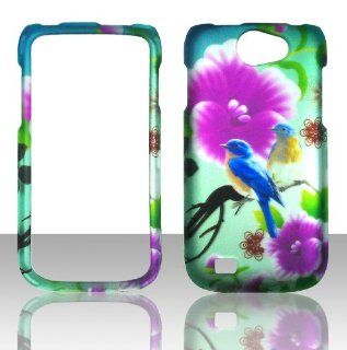 2D Twin Birds Samsung Exhibit II 2 4G T679 / Galaxy Exhibit 4G / Galaxy W (i8150) Wonder T Mobile Hard Case Snap on Rubberized Touch Case Cover Faceplates Cell Phones & Accessories