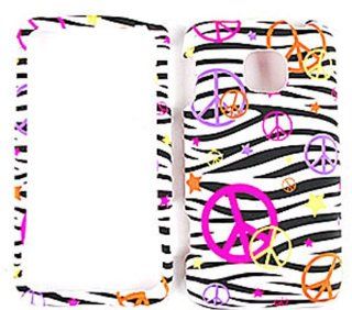 CELL PHONE CASE COVER FOR LG OPTIMUS 2 II AS 680 PEACE ON BLACK ZEBRA Cell Phones & Accessories