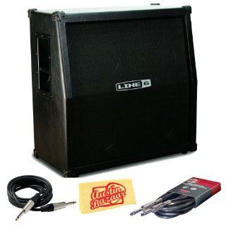 Line 6 Spider 412 Cab 320 Watt 4x12 Inch Slanted Guitar Amp Cabinet Bundle with Speaker Cable, Instrument Cable, and Polishing Cloth Musical Instruments
