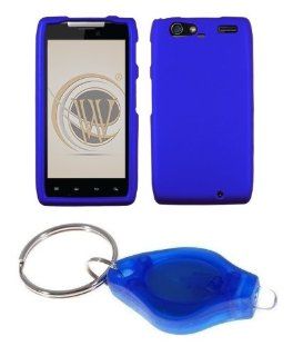Premium Blue Shield Hard Case Cover + ATOM LED Keychain Light for Motorola DROID RAZR MAXX (Verizon) Cell Phones & Accessories
