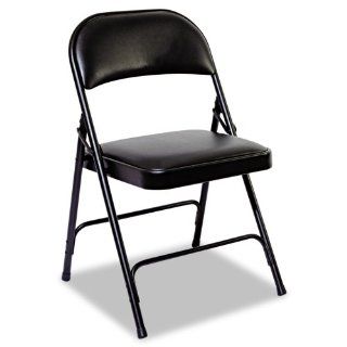Alera Steel Folding Chair with Padded Back Seat, Graphite  
