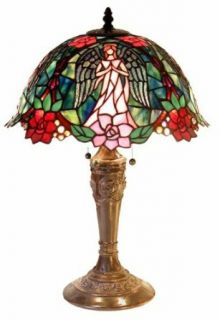 Warehouse of Tiffany 2856+BB656 Tiffany style Angel Table Lamp, Green/Red    