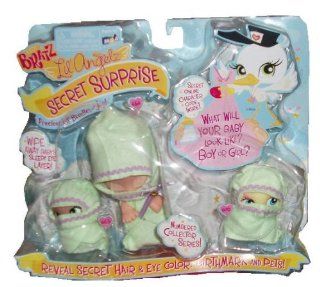 Bratz Lil' Angels Secret Surprise Numbered Collector Series 3 Pack Set with 1 Bratz Lil Angelz Baby (# 656) and 2 Pets (# 663 and # 670) in Light Green Color Wrap Toys & Games