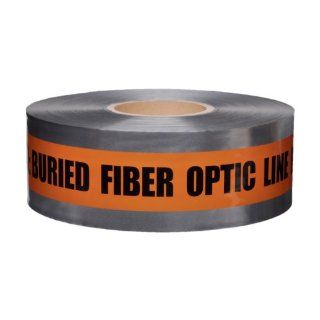 Presco D3105O51 658 1000' Length x 3" Width, Orange with Black Ink Detectable Underground Warning Tape, Legend "Caution Buried Fiber Optic Line Below" (Pack of 8) Safety Tape
