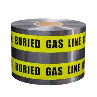 Presco D6105Y5 658 1000' Length x 6" Width, Yellow with Black Ink Detectable Underground Warning Tape, Legend "Caution Gas Line Buried" (Pack of 4) Safety Tape