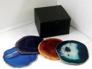 Mixed Colors Agate Coaster Set of Four 5 Inch Agate Slices Gift Boxed  