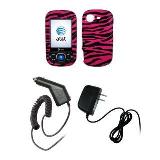 Samsung Strive A687   Premium Hot Pink and Black Zebra Stripes Design Snap On Cover Hard Case Cell Phone Protector + Rapid Car Charger + Home Travel Wall Charger for Samsung Strive A687 Cell Phones & Accessories