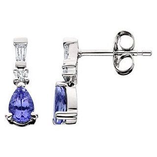Tanzanite and Diamond drop earrings in 14kt white gold Dangle Earrings Jewelry