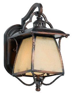 Quoizel Lighting CZ8407BD Cozy Cottage   One Light Outdoor Small Wall Lantern, Burnished Copper Finish with Amber Scavo Glass   Wall Porch Lights  