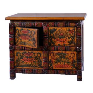 Antique Revival Ornate Tibetan Decorative Cabinet