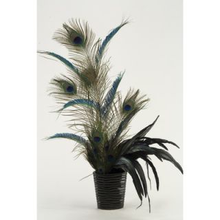 Silks Peacock Feathers in Ceramic Planter