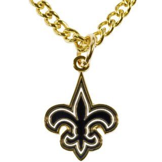 New Orleans Saints Chain Necklace and Enameled Pendant NFL Football Sports Team Logo  Sports Fan Necklaces  Sports & Outdoors
