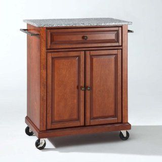 Crosley Furniture Solid Granite Top Portable Kitchen Cart/Island in Classic Cherry Finish Home & Kitchen