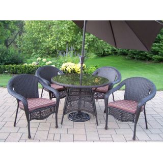Oakland Living Elite Resin Wicker Dining Set with Cushions and