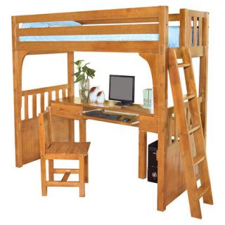 Discovery World Furniture Convertible Twin Low Loft Bed with Desk