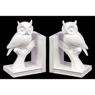 Woodland Imports Pristine Owl On Stand Bookend (Set of 2)