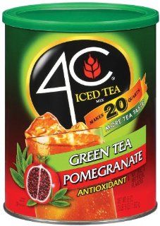 4C Iced Tea Mix Green Tea Pomagranate Antioxidant, (20 Quarts) 53 Ounce Canisters (Pack of 3)  Bottled Iced Tea Drinks  Grocery & Gourmet Food