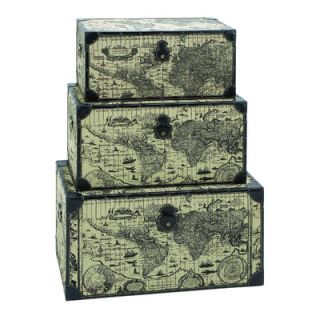 Woodland Imports Ancient World Map 3 Piece Trunk