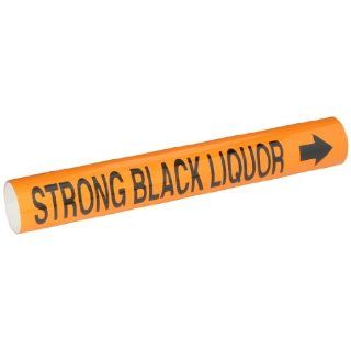 Brady 5852 Ii High Performance   Wrap Around Pipe Marker, B 689, Black On Orange Pvf Over Laminated Polyester, Legend "Strong Black Liquor" Industrial Pipe Markers