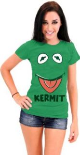 The Muppets Kermit the Frog Face Juniors Green T Shirt Clothing