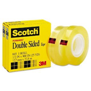 Scotch 665 2PK 665 Double Sided Office Tape, 1/2 Inch x 900 Inches, 1 Inch Core, Clear, 2/Box  Clear Tapes 