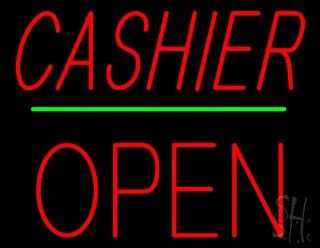 Cashier Block Open Green Line Outdoor Neon Sign 24" Tall x 31" Wide x 3.5" Deep  Business And Store Signs 