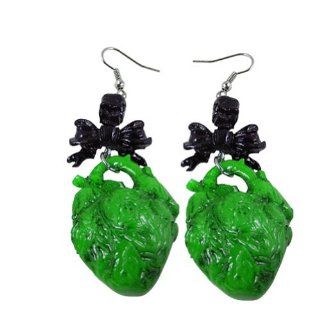 Kreepsville 666 Green Heart Earrings Dangle Earrings Jewelry