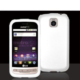 White Rubberized Hard Case over for LG Optimus MMS690 Metro PCS Cell Phones & Accessories