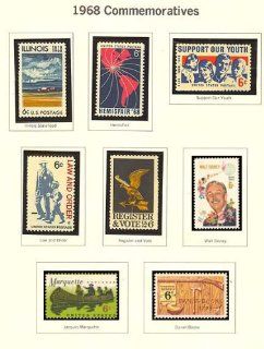 USA Commemorative Stamps Issued 1968 Walt Disney, Daniel Boone, Jacques Marquette, more  Collectible Postage Stamps  
