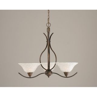 Toltec Lighting Swoop 3 Up Light Chandelier with Bubble Glass Shade