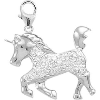 EZ Charms 14K White Gold Diamond Unicorn Charm