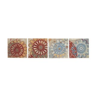 Woodland Imports 4 Piece Floral Embroidery Canvas Art Set