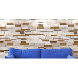 Faber Wall Cladding 6 x 24 Honed Cubic Travertine Mosaic in Ivory