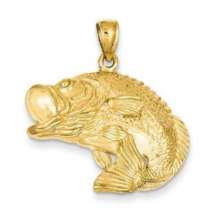 Gold and Watches 14k Bass Fish Jumping Pendant Charms Jewelry