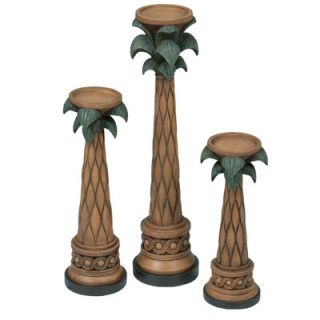Island Way Palm Tree Resin Candle Holder (Set of 3)