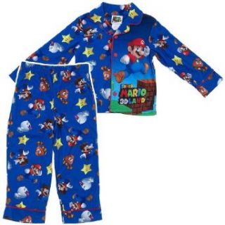 Nintendo Mario "Super Mario 3D Land" Blue Flannel Coat Pajamas 4 10 (4) Clothing