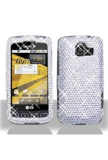 LG LS670 Optimus S Full Diamond Graphic Case   Silver Cell Phones & Accessories