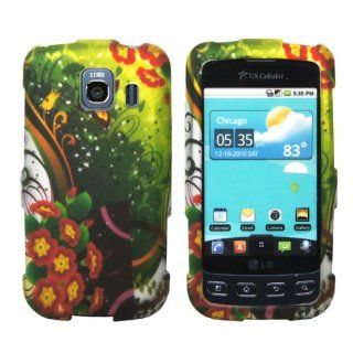 Green Garden Vine Yellow Red Flower Design Rubberized Snap on Hard Shell Cover Protector Faceplate Cell Phone Case for Sprint LG Optimus S LS670, Virgin Mobile Optimus V, USCellular Optimus U + LCD Screen Guard Film Cell Phones & Accessories