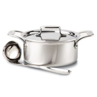 All Clad d5 Brushed Stainless Steel 3 qt. Soup Pot with Lid and Ladle