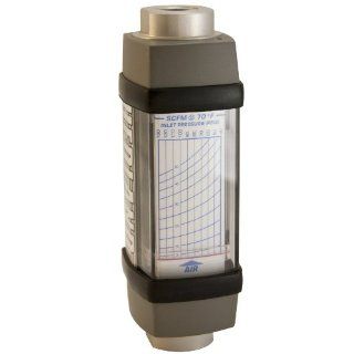 Hedland H671A 050 Flowmeter, Aluminum, For Use With Air and Other Compressed Gases, 5   50 scfm Flow Range, 1/2" NPT Female Science Lab Flowmeters